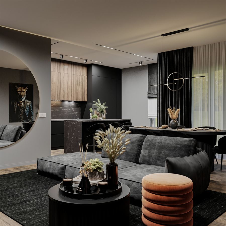 Apartament Nocturn — proiect de design interior, Apartament · Dark & moody